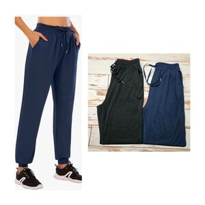2 Pairs Ewedoos Jogger Pants Black Navy Drawstring Lounge Pants Womens M